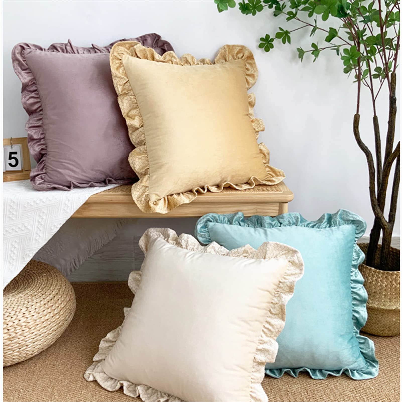 新品未使用フリル付きピローシャム2点